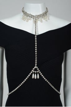 Necklace with stones and beads on the neck and waist