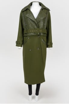Long double -breasted coat green