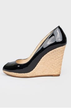 Patent leather wedges