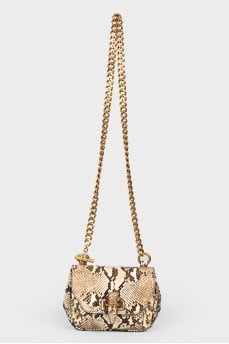 Small python leather handbag