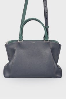 Кожаная сумка C De Cartier черно-зеленая