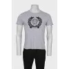Men's Grey T-Shirt with Black Print