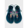 Silicone blue slippers with crystals