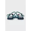 Silicone blue slippers with crystals