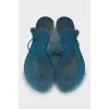 Silicone blue slippers with crystals