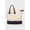Vintage shopper made of textile and leather