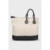 Vintage shopper made of textile and leather