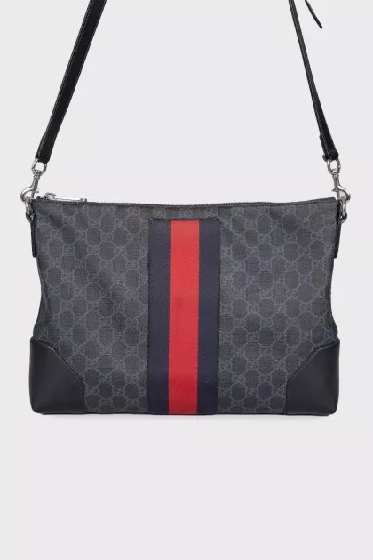 Сумка Web Zip Flat Messenger GG Coated Canvas