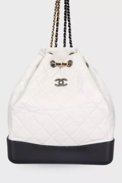 Рюкзак Gabrielle White/Black Aged Quilted Leather