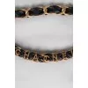 Ремінь 20C Letter Logo Black Leather Gold Chain