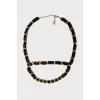 Ремінь 20C Letter Logo Black Leather Gold Chain