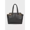 Black leather trapeze bag
