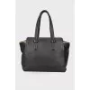 Black leather trapeze bag