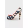 Striped suede pumps