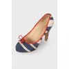 Striped suede pumps