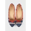 Striped suede pumps
