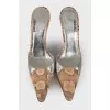 Embossed leather mules