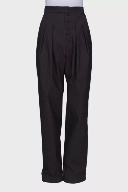 High-waisted striped trousers