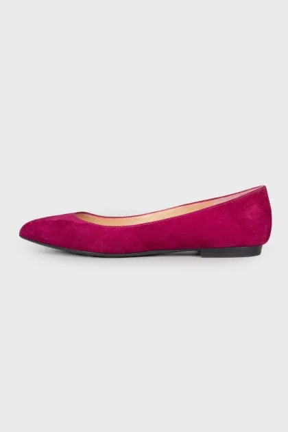 Raspberry suede ballerinas
