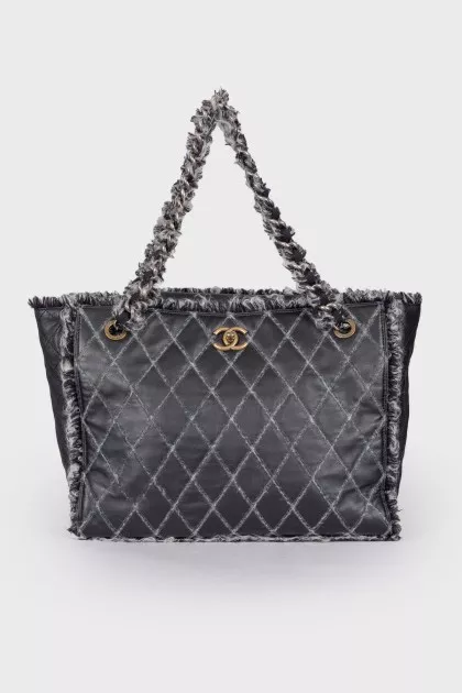 Сумка Matelasse Chain Shoulder Leather Tweed Black Shoulder Bag