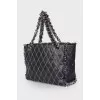 Сумка Matelasse Chain Shoulder Leather Tweed Black Shoulder Bag