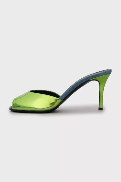 Two-tone high heel mules