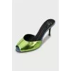 Two-tone high heel mules