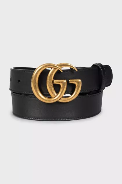 Черный ремень GG Marmont