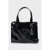 Patent leather tote bag