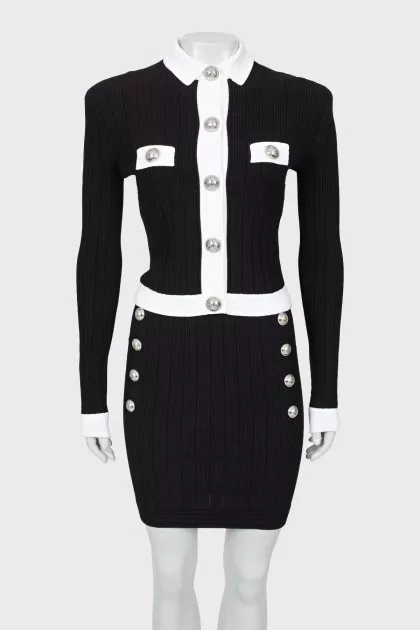 Black and white skirt suit