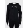 Black hoodie with brand logo