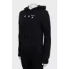 Black hoodie with brand logo