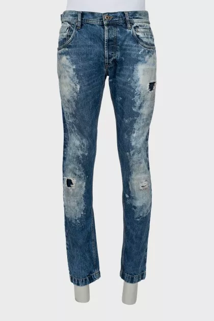 Мужские рваные джинсы skinny fit