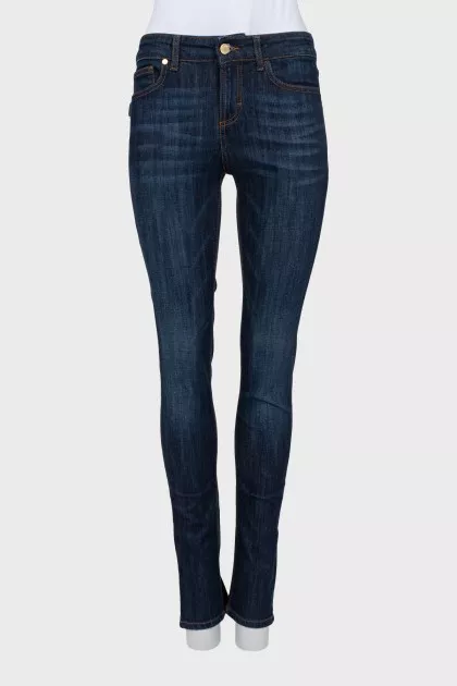 Джинсы skinny fit темно-синего цвета