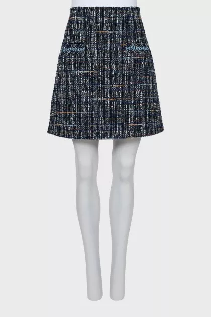 High waist tweed skirt