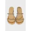 Golden slides decorated with rhinestones