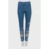 Джинси slim fit із золотистою вишивкою