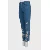 Джинси slim fit із золотистою вишивкою