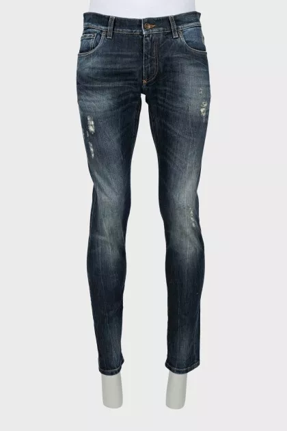 Чоловічі джинси slim fit з потертим ефектом
