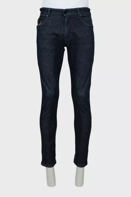 Чоловічі темно-сині джинси slim fit