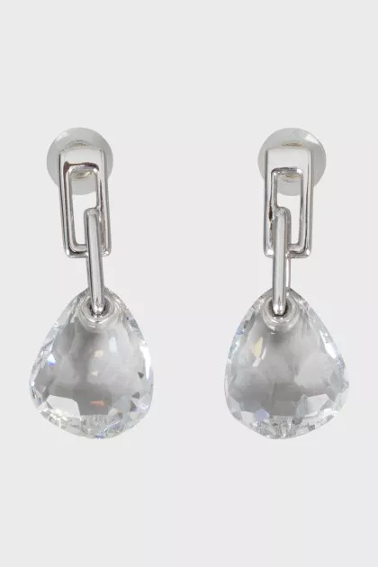 Серебристые серьги с кристаллом
