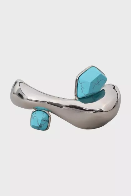 Серебристый комплект из кольца и браслета