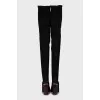 Suede over the knee boots with contrasting heels