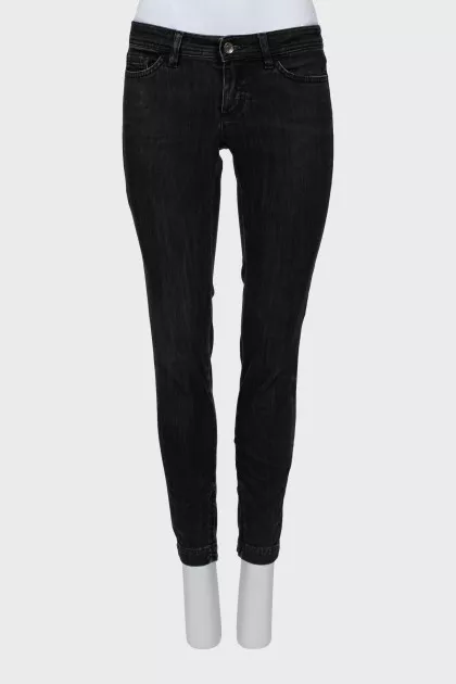 Чорні джинси skinny fit на низькій посадці