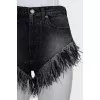 Denim shorts with ostrich feathers