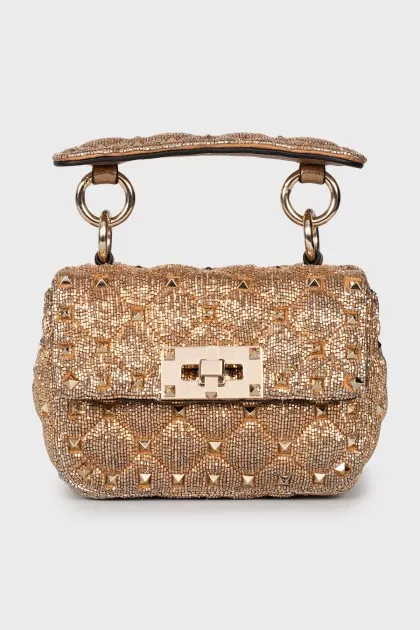 Золотиста сумка Rockstud Spike