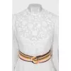 Dress with embroidery and contrasting belt