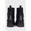 Black boots decorated with sequins