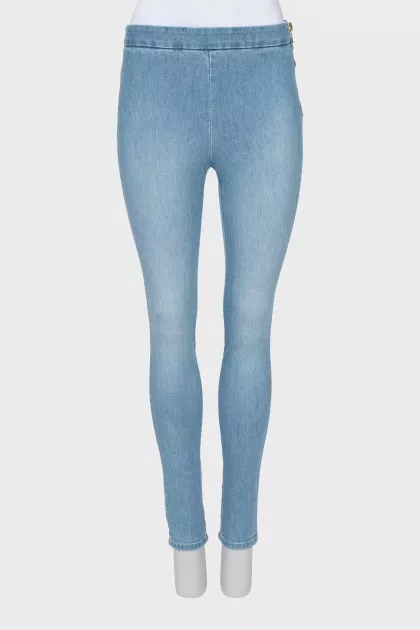 Блакитні джинси skinny fit на блискавці
