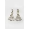 Серебристые серьги-клипсы из бисера с биркой